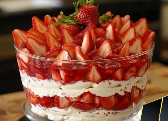 STRAWBERRY CHEESECAKE TRIFLE prepared at home with simple ingredients and clear steps.