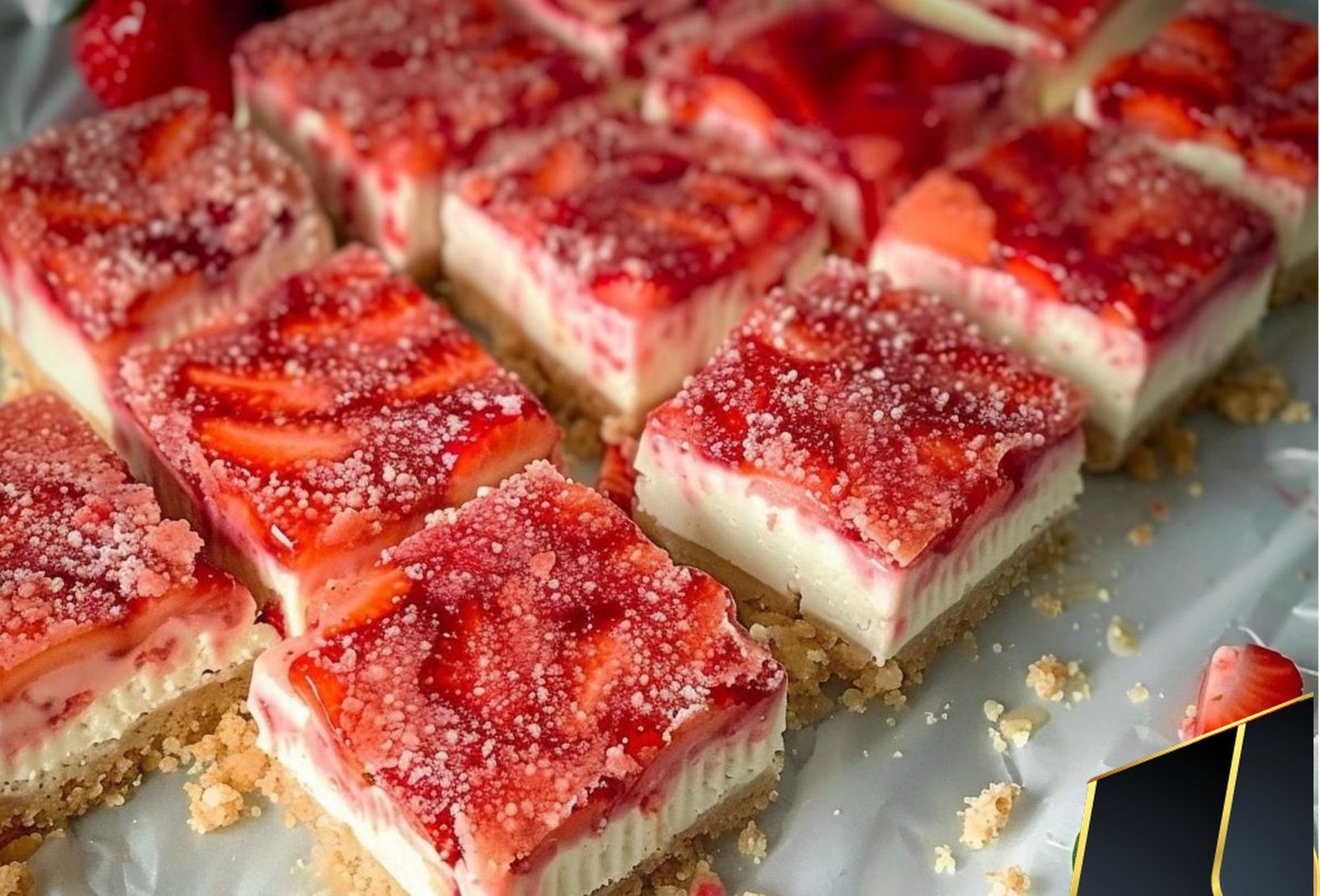 Strawberry Shortcake Cheesecake Bars