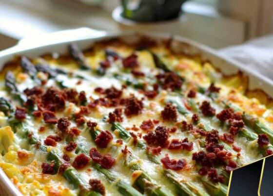 Cheesy Asparagus Casserole prepared at home with simple ingredients and clear steps.