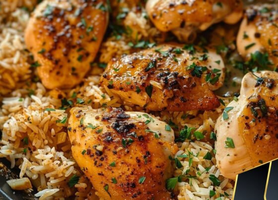 Chicken with Garlic Parmesan Rice prepared at home with simple ingredients and clear steps.