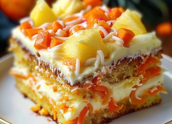 Yummy Pineapple Carrot Poke Cake prepared at home with simple ingredients and clear steps.