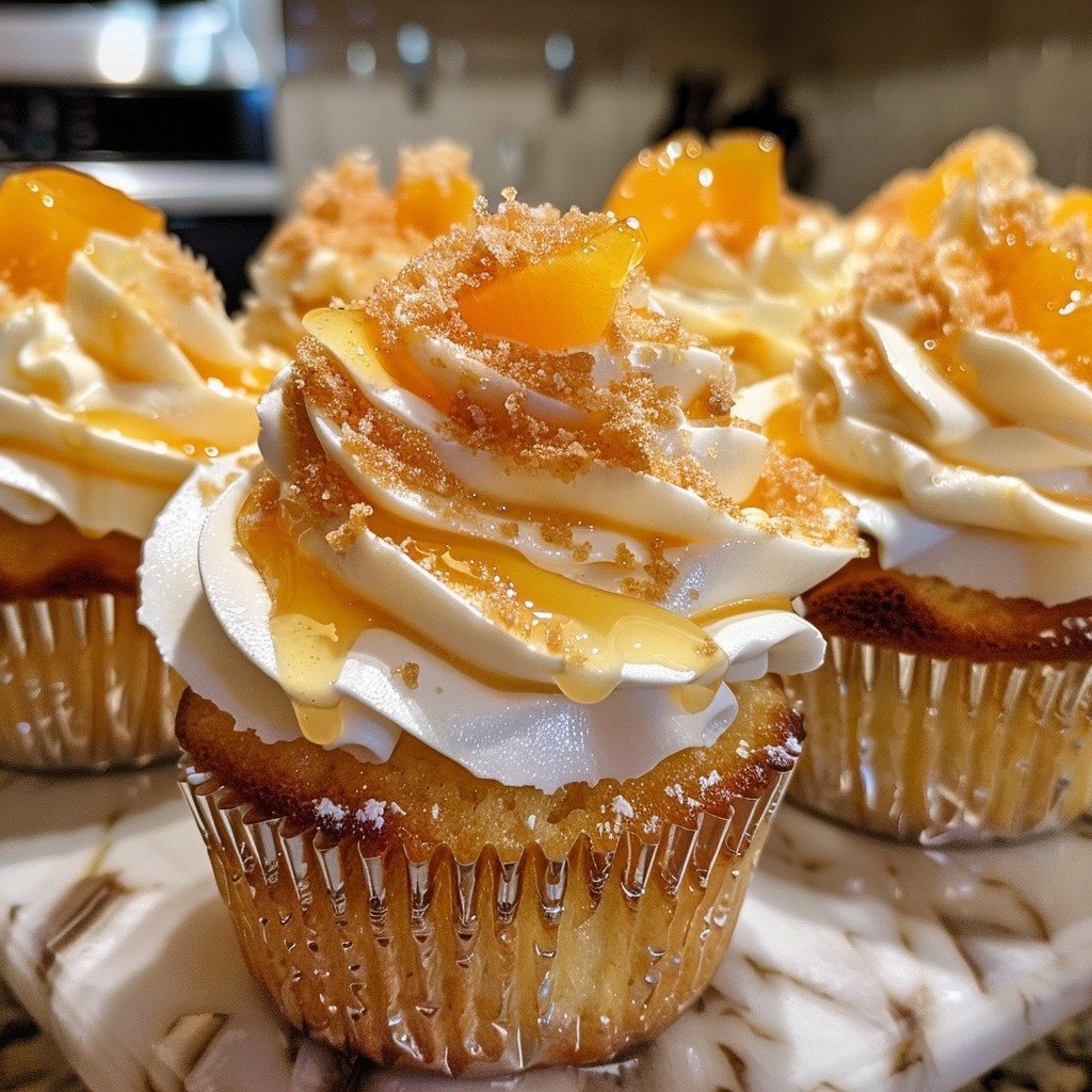 Honey Peach Cream Cheese Cupcakes