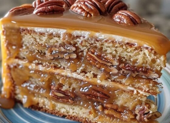 Southern Pecan Caramel Cake prepared at home with simple ingredients and clear steps.