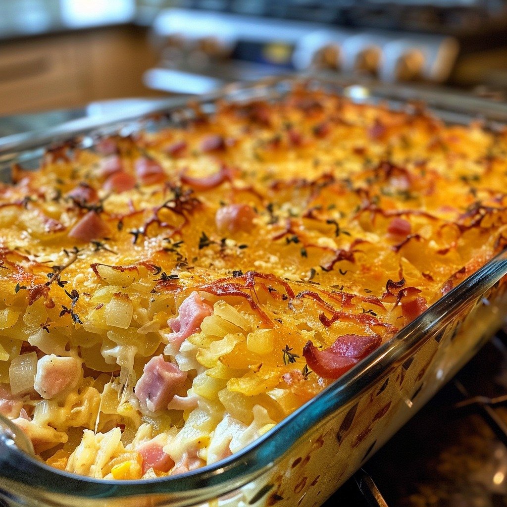 Ham and Cheese Hash Brown Casserole