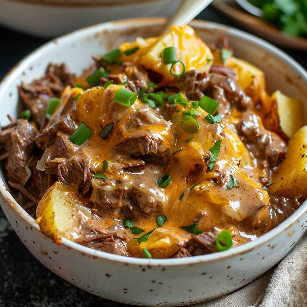 Slow Cooker Cheesy Beef and Potatoes