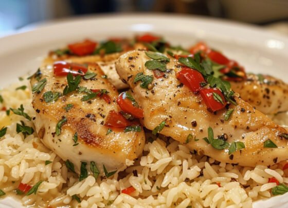 Chicken Scampi with Garlic Parmesan Rice prepared at home with simple ingredients and clear steps.
