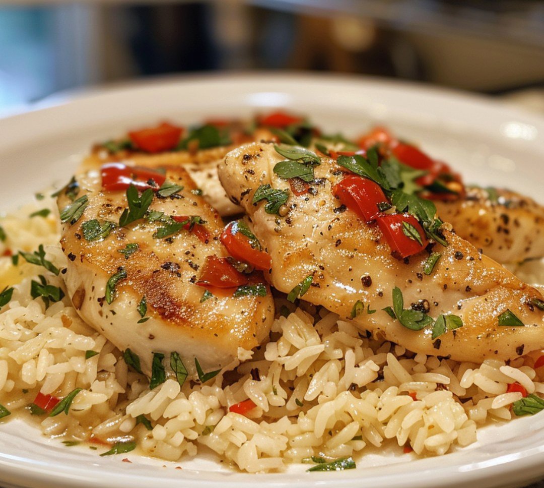 Chicken Scampi with Garlic Parmesan Rice