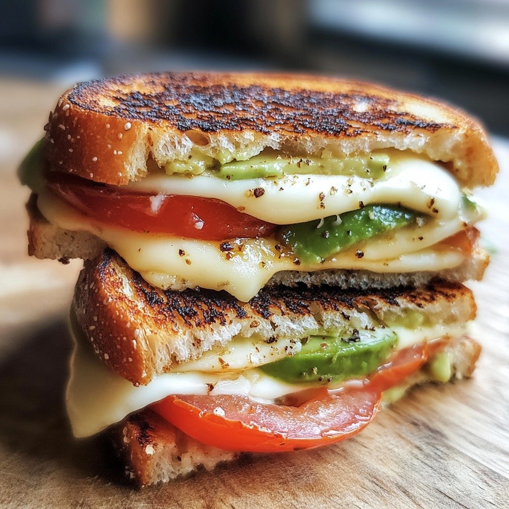 Avocado, Mozzarella, and Tomato Grilled Cheese