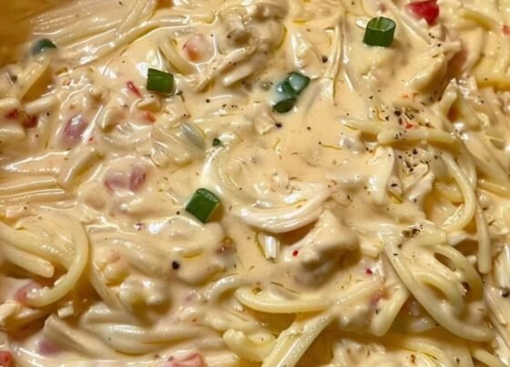 Creamy Crockpot Chicken Spaghetti prepared at home with simple ingredients and clear steps.