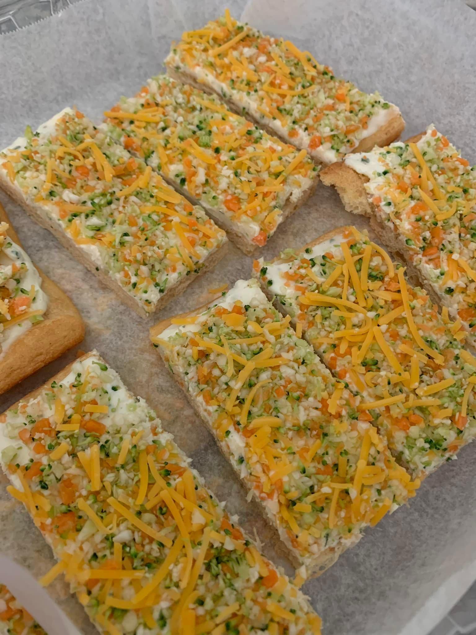 Saw a post for veggie pizza that reminded me of my mother-in-law’s Veggie Bars! Football season is here so we make these a lot this time of year! Also great for parties!
