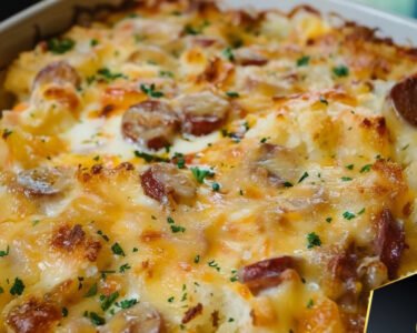 Sausage And Creamy Hashbrown Casserole prepared at home with simple ingredients and clear steps.