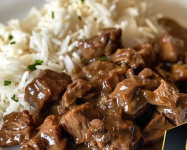 Melt In Your Mouth Beef Tips with Mushroom Gravy prepared at home with simple ingredients and clear steps.