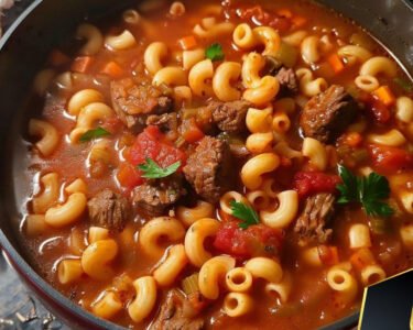 Beef and Macaroni Soup prepared at home with simple ingredients and clear steps.