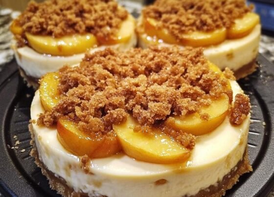 Bourbon Peach Streusel and Apple Pie Stuffed Cheesecakes prepared at home with simple ingredients and clear steps.