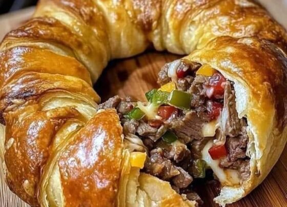 Philly cheese steak crescent ring prepared at home with simple ingredients and clear steps.