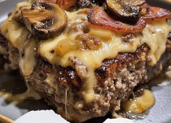 Bacon Mushroom Swiss Cheese Meatloaf prepared at home with simple ingredients and clear steps.