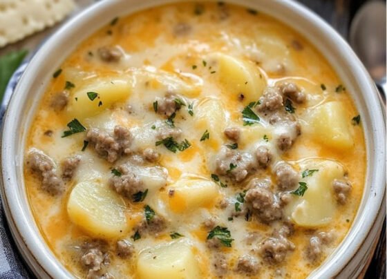Cheesy Hamburger Potato Soup prepared at home with simple ingredients and clear steps.