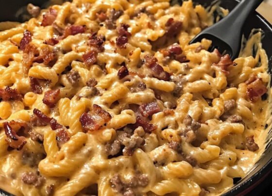 Loaded Bacon Cheeseburger Alfredo Pasta prepared at home with simple ingredients and clear steps.
