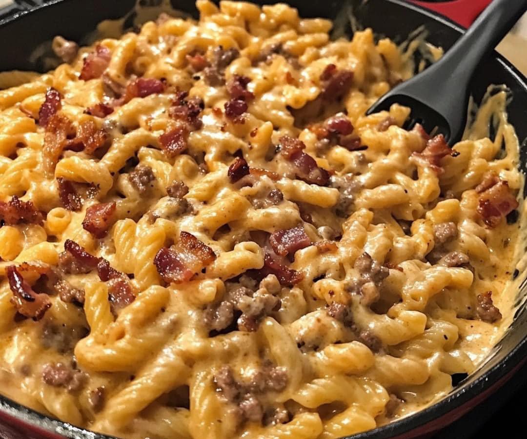 Loaded Bacon Cheeseburger Alfredo Pasta