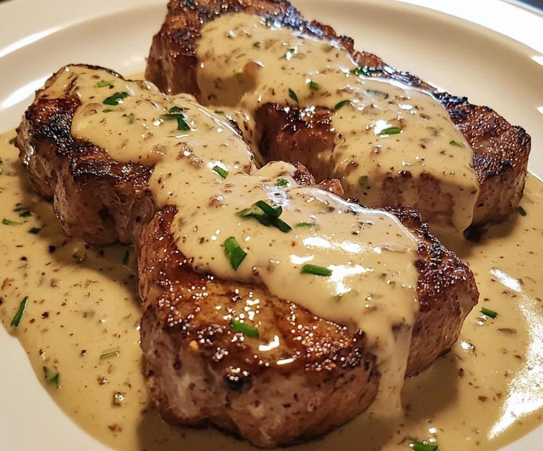 RECIPE NAME: Steak with Ghostly Bourbon Garlic Cream Sauce