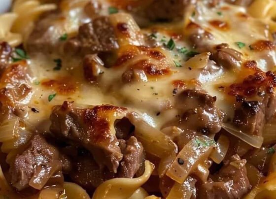 french onion beef and noodles prepared at home with simple ingredients and clear steps.