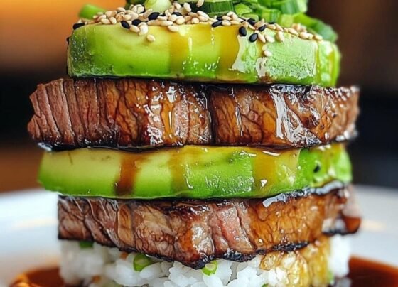 Spicy Steak and Avocado Tower prepared at home with simple ingredients and clear steps.