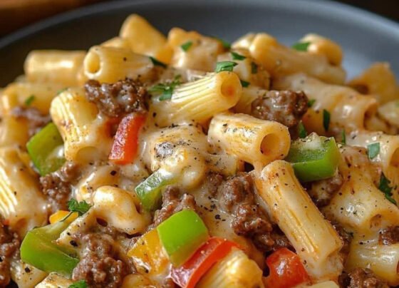 Philly Cheesesteak Pasta prepared at home with simple ingredients and clear steps.