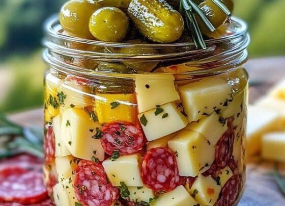 Easy Marinated Cheese Appetizer with Salami & Pickles prepared at home with simple ingredients and clear steps.