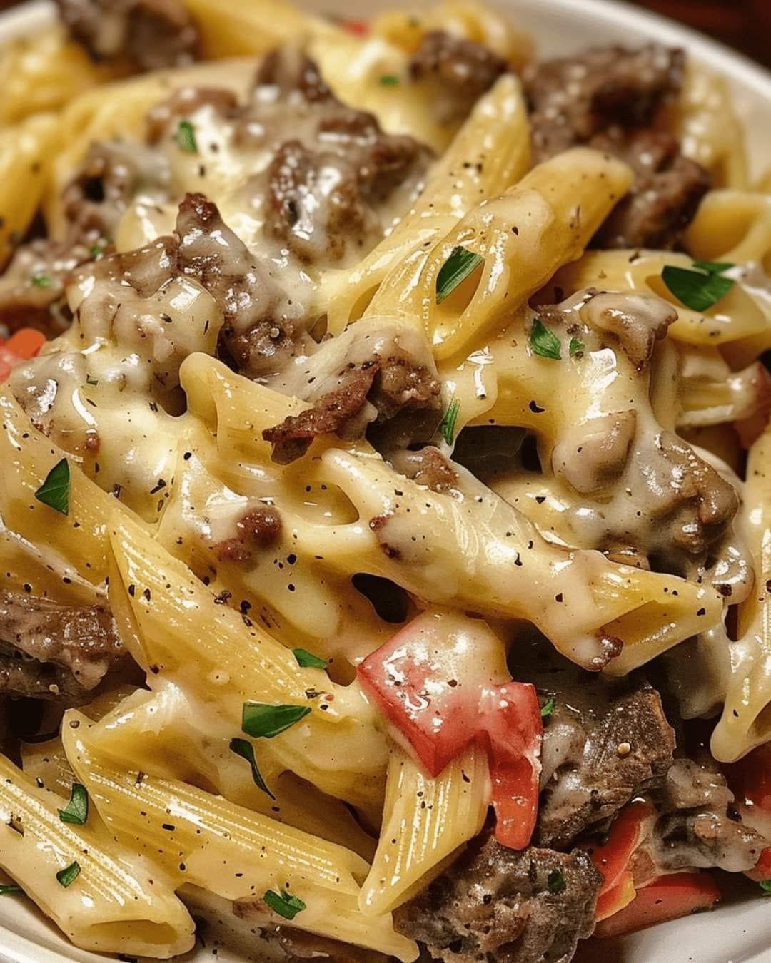 Philly Cheesesteak Pasta: