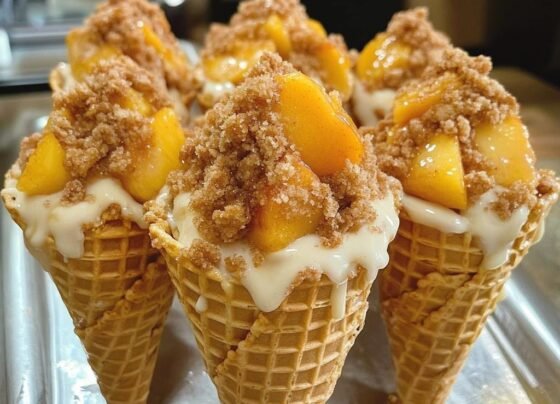 Peach Cobbler Cheesecake Cones prepared at home with simple ingredients and clear steps.