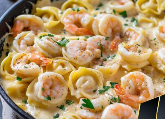 Cheesy Shrimp Tortellini Alfredo Skillet prepared at home with simple ingredients and clear steps.