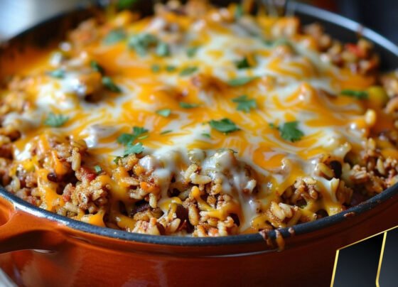 ONE POT MEXICAN RICE CASSEROLE prepared at home with simple ingredients and clear steps.