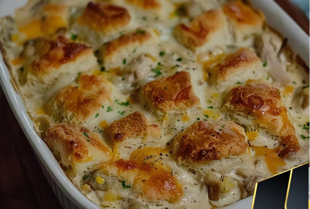 Creamed Chicken and Biscuits Casserole