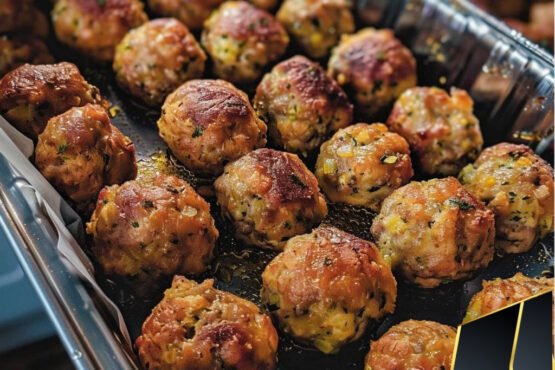 Stuffing balls prepared at home with simple ingredients and clear steps.