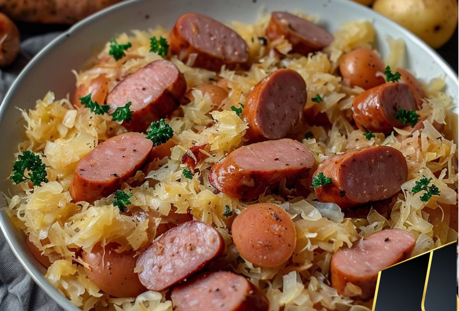 Polish sausage Sauerkraut and potatoes