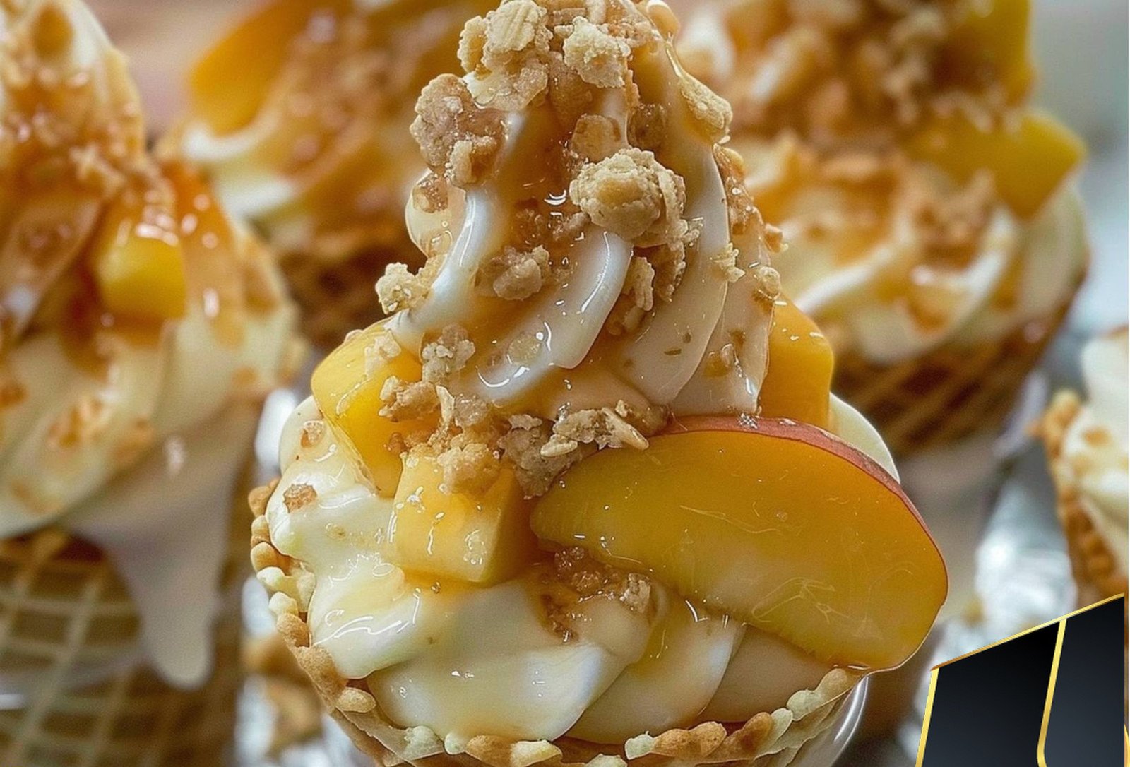Peach Cobbler Cheesecake Cones
