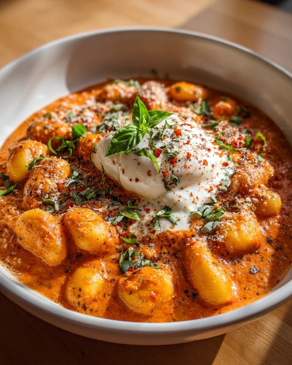 Creamy Tomato Gnocchi with Burrata