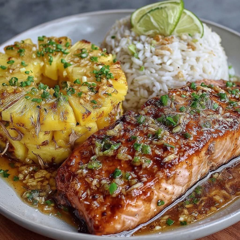 Glazed Honey Lime Salmon with Pineapple